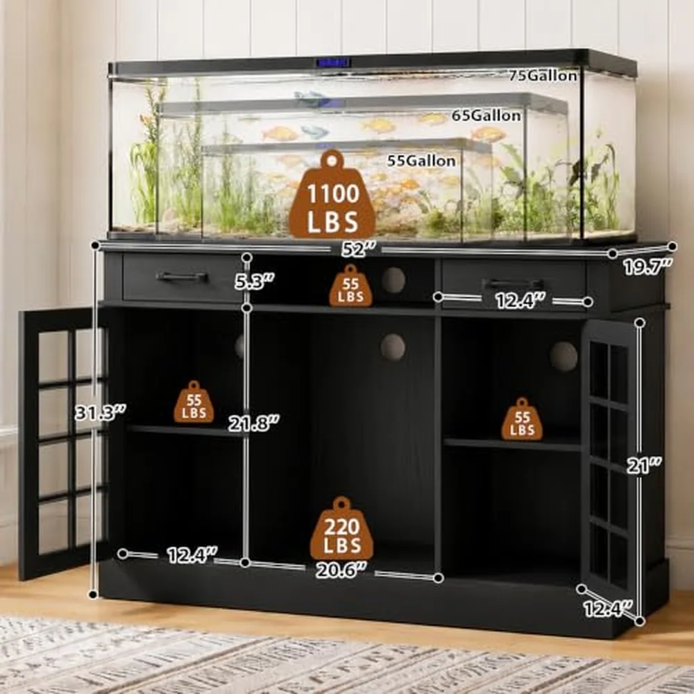 55 75 Gallon Fish Tank Stand 75 Gallon Aquarium Stand 1100LBS Black