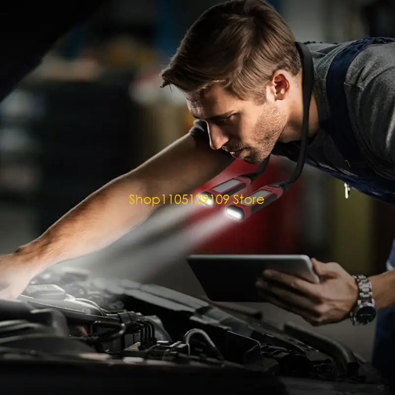 مصباح رقبة مغناطيسي مرن معلق على الرقبة لصيانة وإصلاح المركبات ومصابيح فحص السيارات للقراءة الليلية