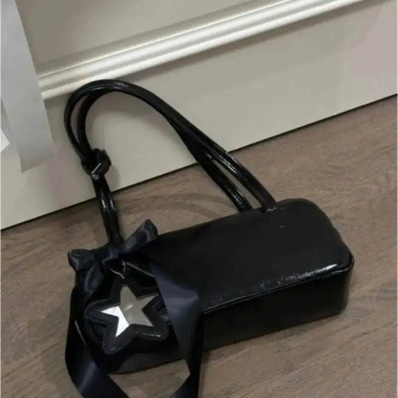 Japanese Style Sweet Cute Bow Shoulder Bags Women Leather Large Capacity Crossbody Ladies Square Casual Gentle Underarm Bag