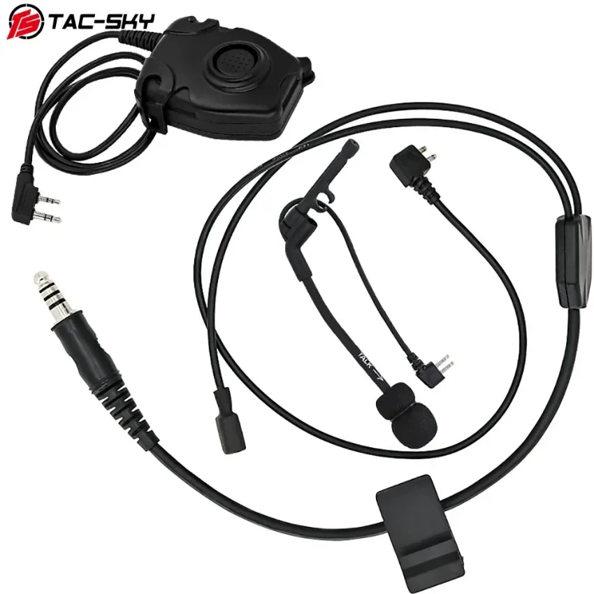 TAC-SKY outdoor hunting tactical headset Y cable set adapter Compatible with U94 PTT For Pelto PTT and COMTA microphone