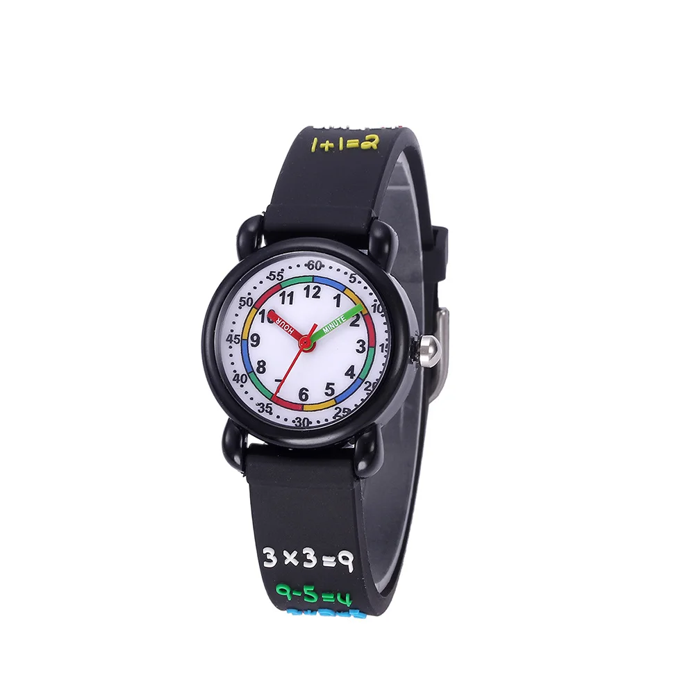 3D Cartoon Watch Black Waterproof Quartz Wristwatch For Creative Strap Students Accessories Watch
