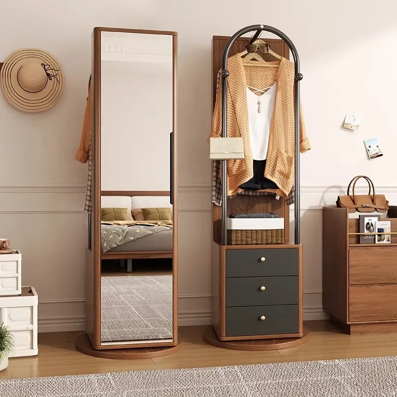 

Вращающийся зеркальный шкаф в скандинавском стиле, современное простое бытовое зеркало в полный рост, зеркало от пола до потолка, вешалка для одежды, место для хранения вещей