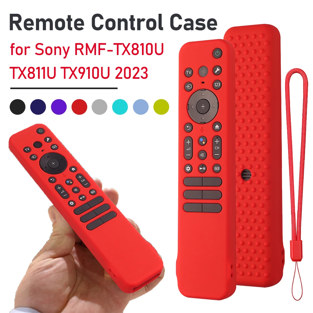 Silicone Remote Case for Sony RMF-TX810U TX811U TX910U TV Remote Cover w/ Lanyard Protective Case Shockproof Smart TV Accessory