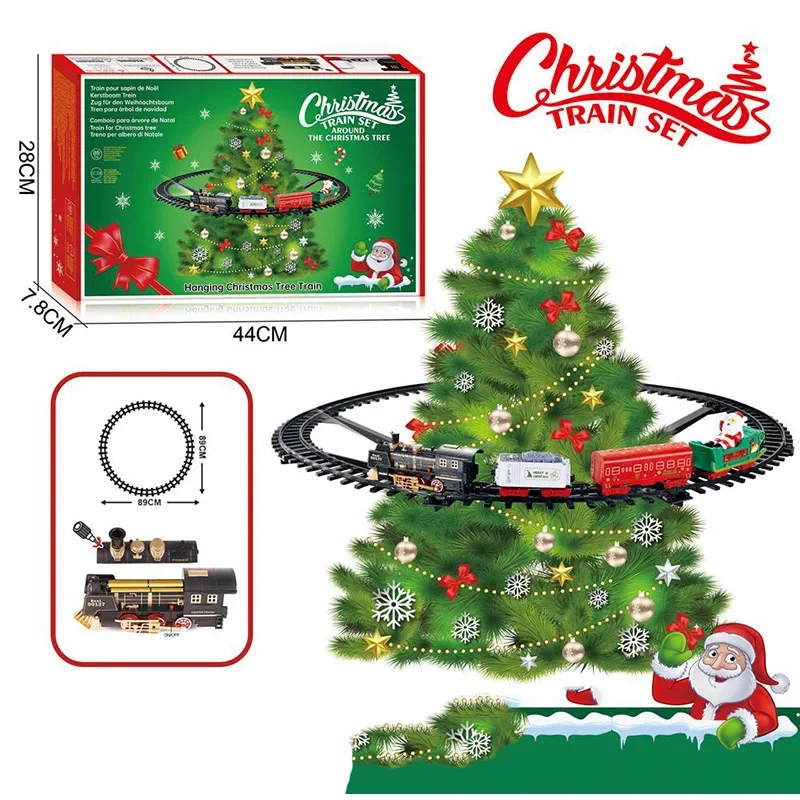 New Remote Control Steam Train Christmas Tree Rail Car Lights Music Train Decorations Toys