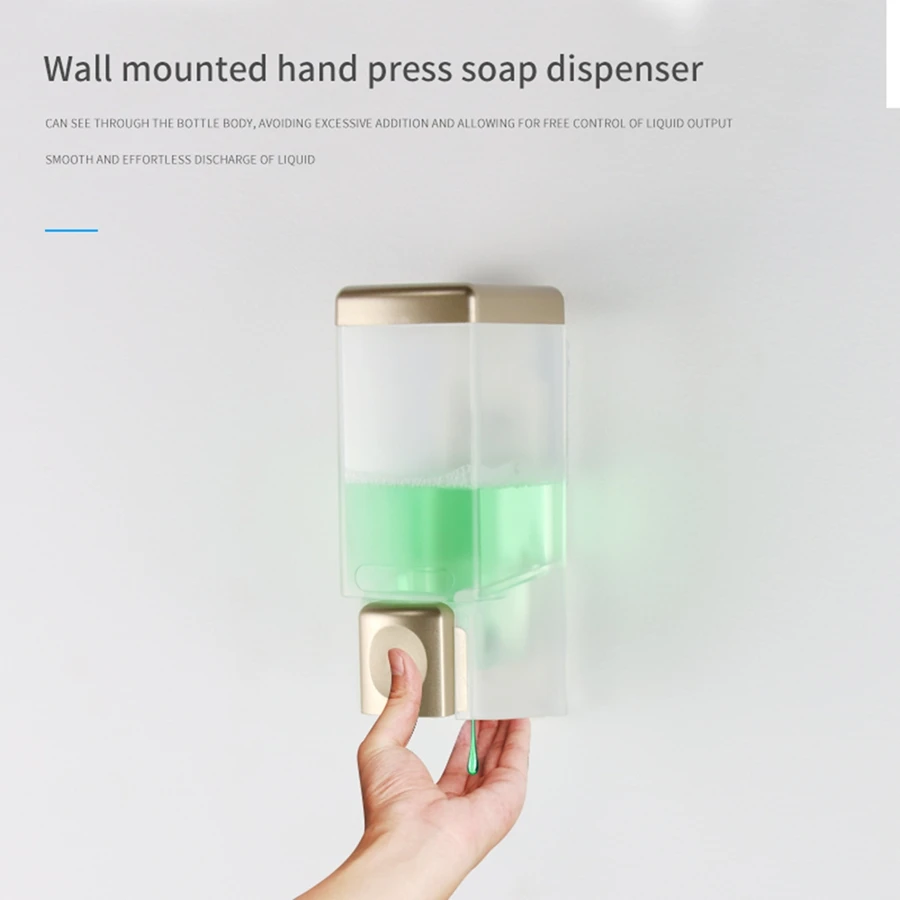 1Pc Single/Double-Head Wall-Mounted Liquid Soap Dispenser With Pump 260ml/9.15oz - Suitable For Use In Kitchen And Bathroom