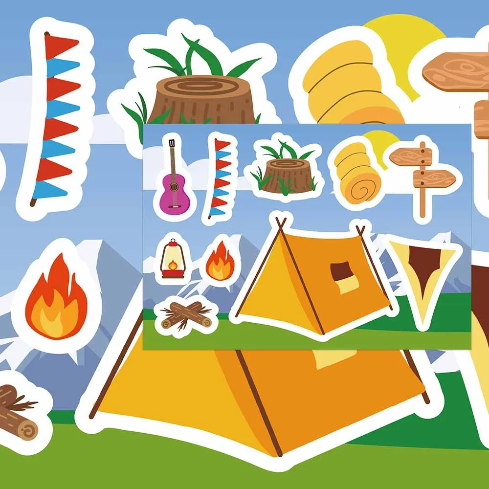 

Набор из 8 водонепроницаемых наклеек с мультяшными героями для кемпинга, для телефонов, ноутбуков, чемоданов, канцелярских товаров