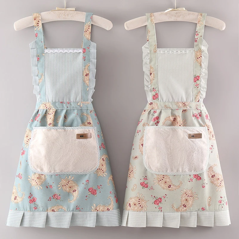 

Cotton Canvas Floral For Women'S Kitchen Oilproof Apron With Pockets And Adjustable Waist Belt Waterproof Sleeveless Bib Apron