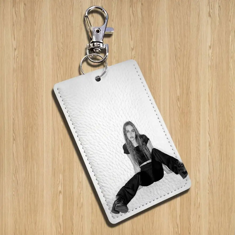 F-Fiona Apple-S I Lover 長方形IDカードケースキーホルダー アクセスカードバッグキータグリング レザーカードホルダーキーリング アクセス