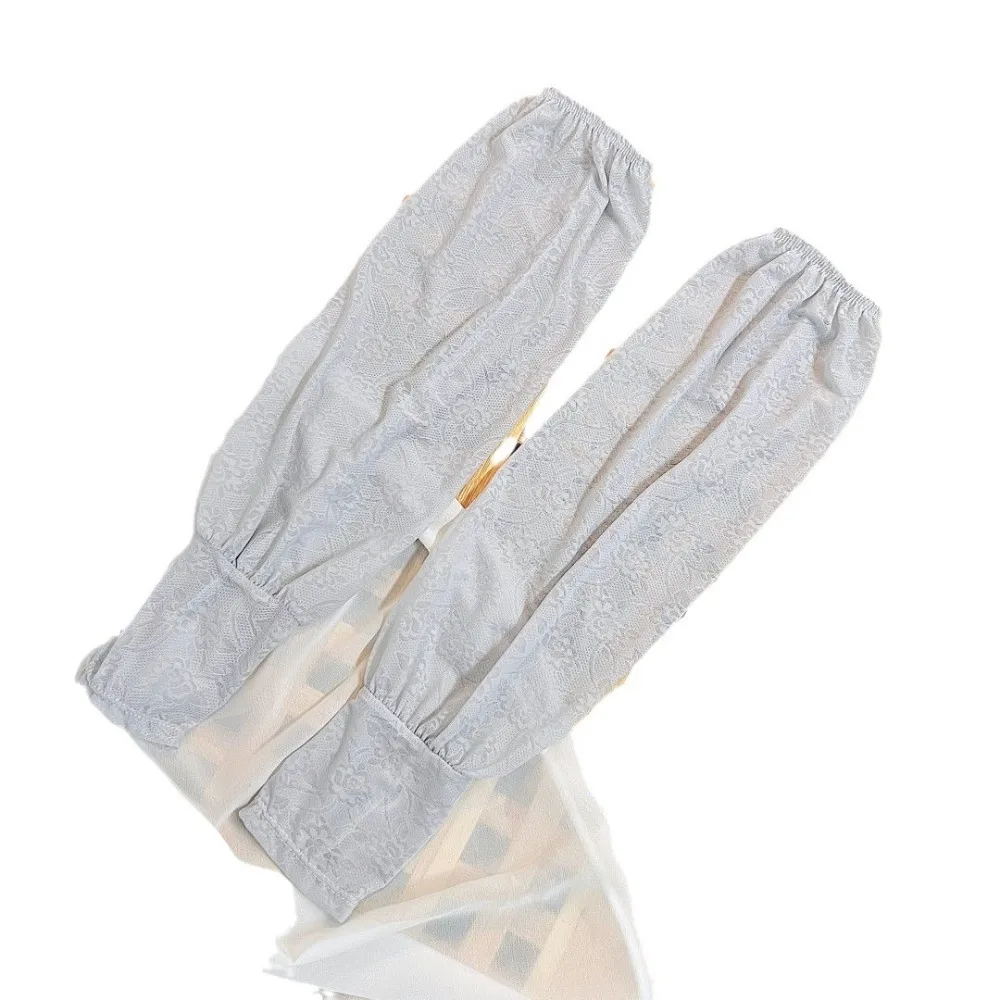 Summer Lace Ice Silk Arm Sleeves UV Protection Ultrathin Sunscreen Sleeve Breathable Ice Silk Long Gloves Sports