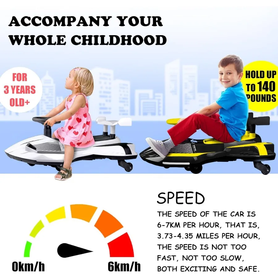 Giro in auto oscillante giocattolo da 12 V con pedale per dai 3 anni in su Regali di compleanno per ragazzi e ragazze Antiribaltamento