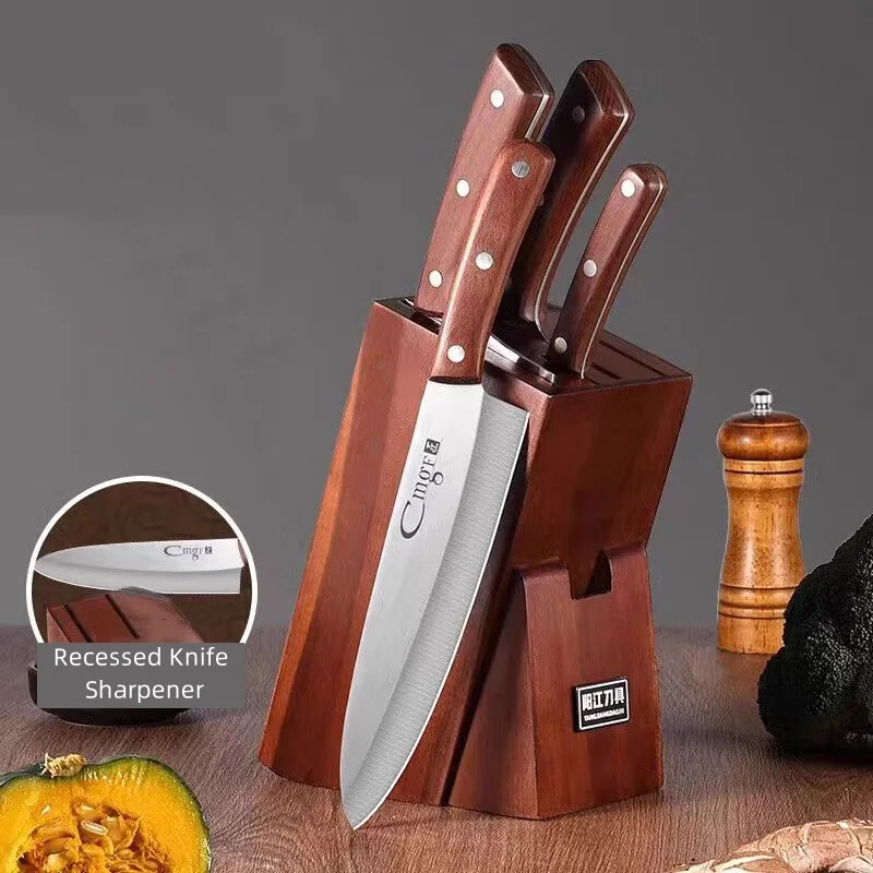 Longquan forged knives set home kitchen full set of chopping bone slicing special knife chopping board chopper TB9195