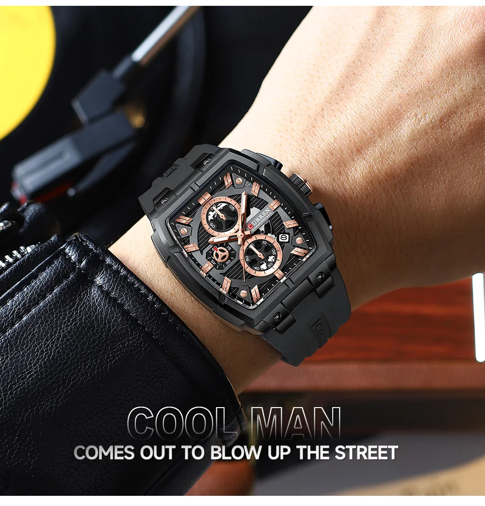 CURREN Herren-Chronograph Quarzuhr mit Leuchtzeigern und automatischer Datumsanzeige - für Business und Freizeit 8488 – Detail 14