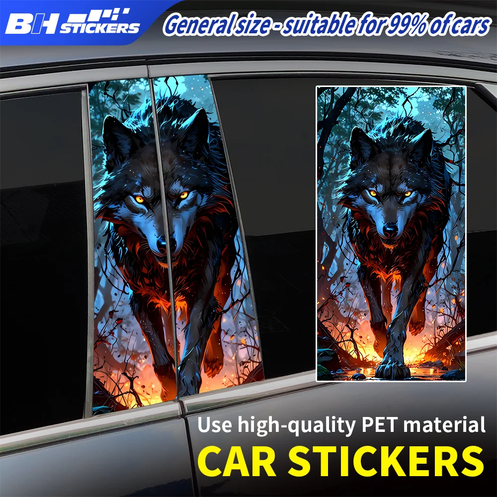 

Cool Animal Car Sticker Waterproof Vinyl Decal for Truck SUV Window Door B Pillar Decoration Wolf Head Exterior Car Accessories