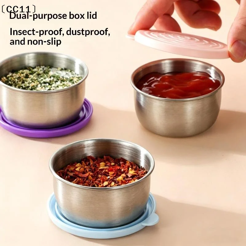1/6pcs Sainless Steel Food Containers With Leakproof Lids Dishwasher Safe Salad Dressing Cups For Meal Prep Bento Picnic〔CC11〕