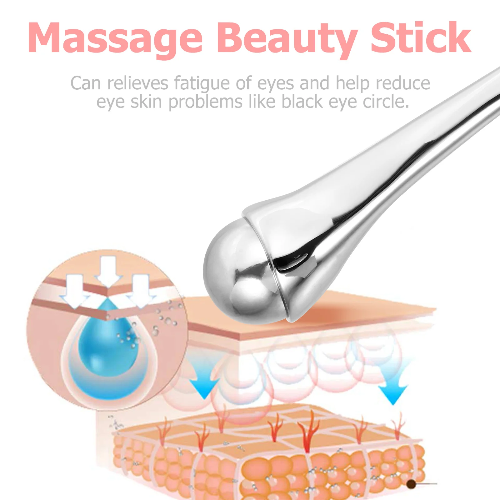 

Metal Eye Cream Applicator Massage Stick Facial Mask Spoon Dual End Spatula Promote Absorption Reduce Edema Dark