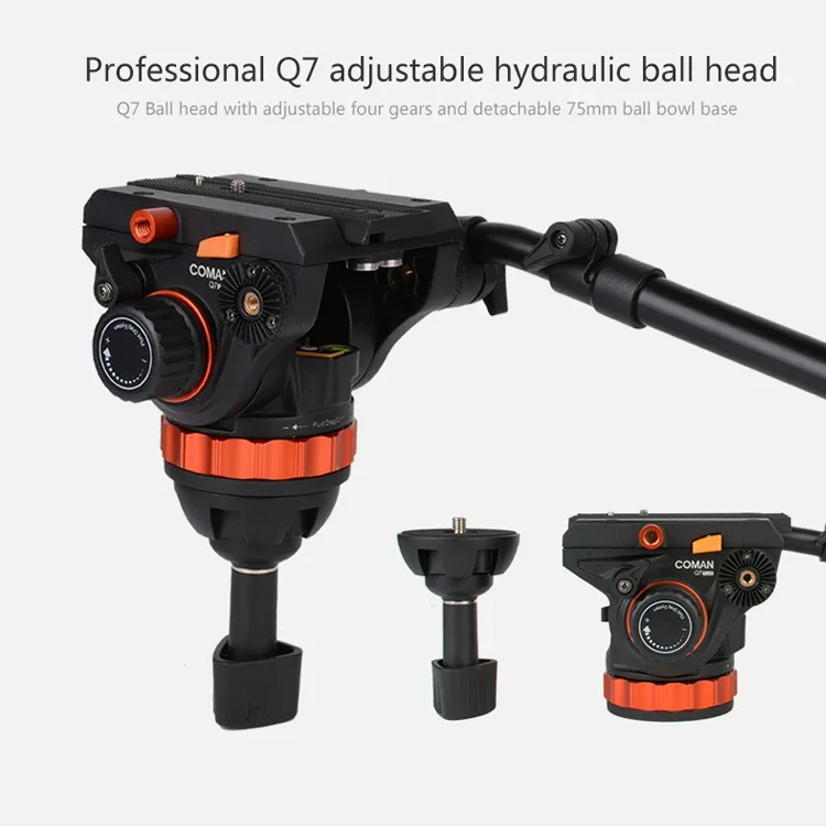 DF26Q7PLUS プロフェッショナル 最大耐荷重16kg アルミニウム合金三脚 フルードヘッド付き ビデオ三脚 ビデオスタジオ撮影用 工場