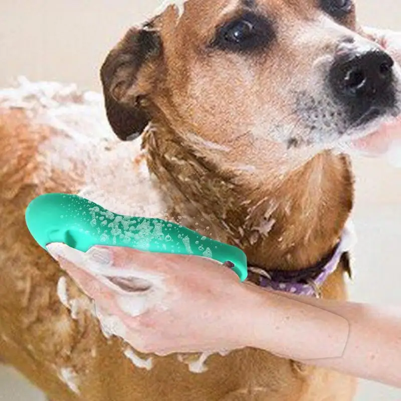 Массажная щетка для ванны для домашних животных, силиконовая массажная щетка для душа, щетка для ухода за собаками, мягкая скрубберная расческа, нескользящая мыть для выпадения, купания, ухода за собаками