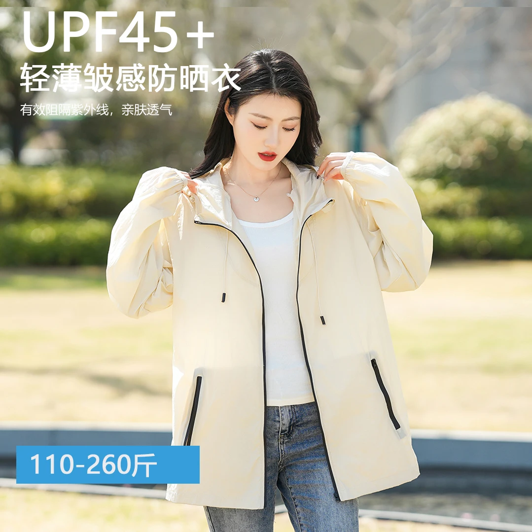 UPF 45+ UV Sun-proof Jackets Women Panelled Thin Vintage Streetwear Sun-protective Clothing asual Summer Aesthetic Girlish Cloth