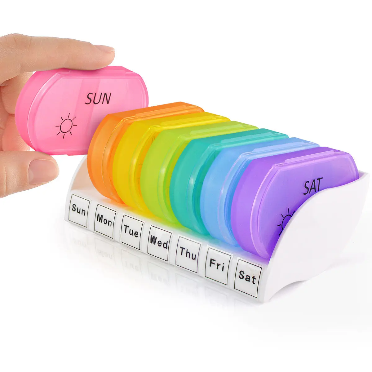 2Pcs Medicine Storage Case Organizer 7 Day Weekly Pillbox Colorful Lids Day Night Compartments Am Reminder Travel Container