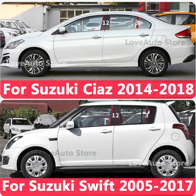 

For Suzuki Ciaz Swift Car Window Central Column B C Pillar Cover Moulding Sticker Exterior Window Frame Accessories