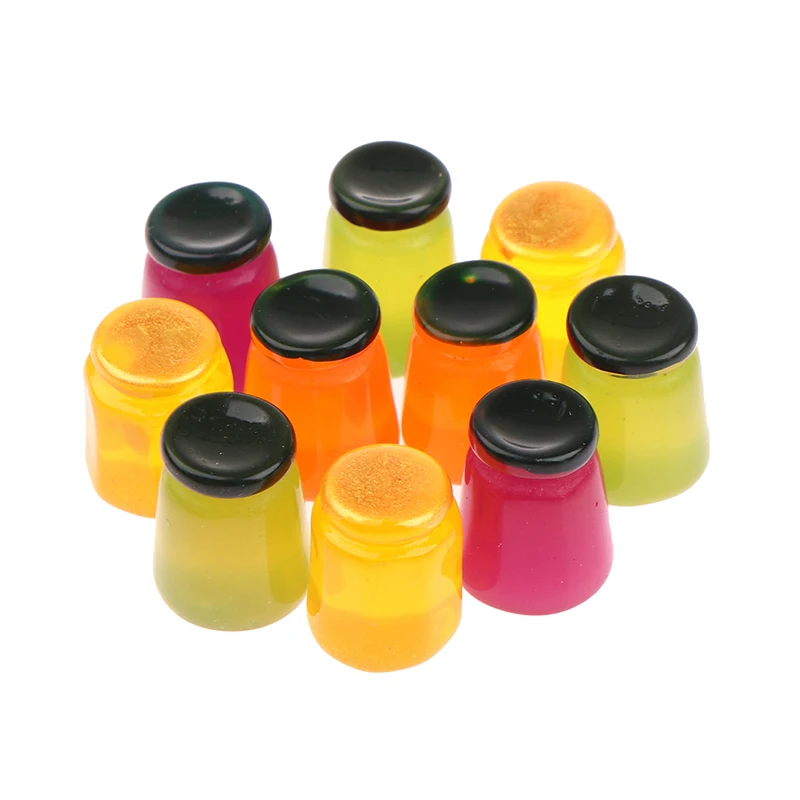 10pcs Mini Simulation Jam Bottle Honey Pot Sugar jar Dollhouse Miniature Kitchen Food Ornament DIY Home Decor Accessories