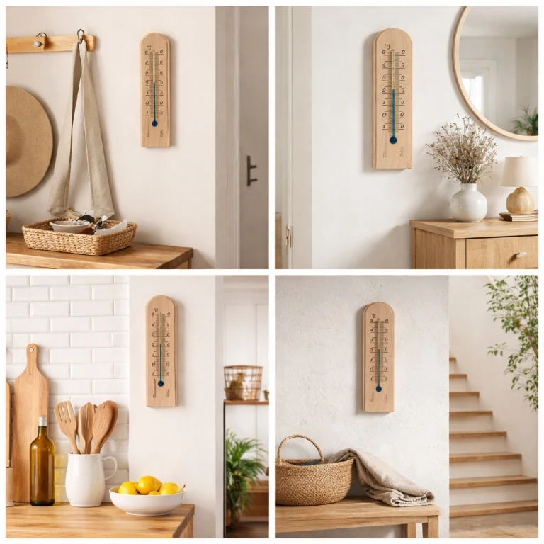 Picture 3: 20 cm 1 PCs Wooden Room Interior Thermometer