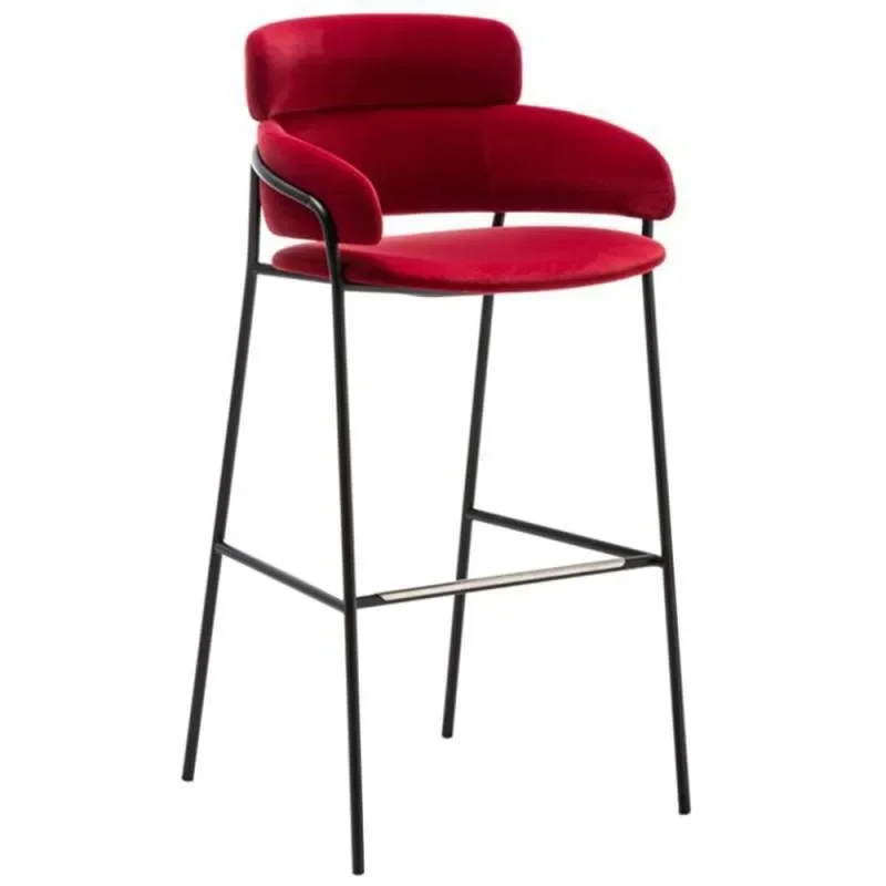 Nordic modern minimalist bar chair, golden backrest light luxury high chair meal, bar stool leather household middle island cha