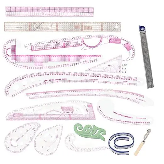 Sewing Ruler Tailor Set French Curve Ruler Accessories, Fashion Pattern Design Ruler- Sewing Pattern Making Tools with Stitching