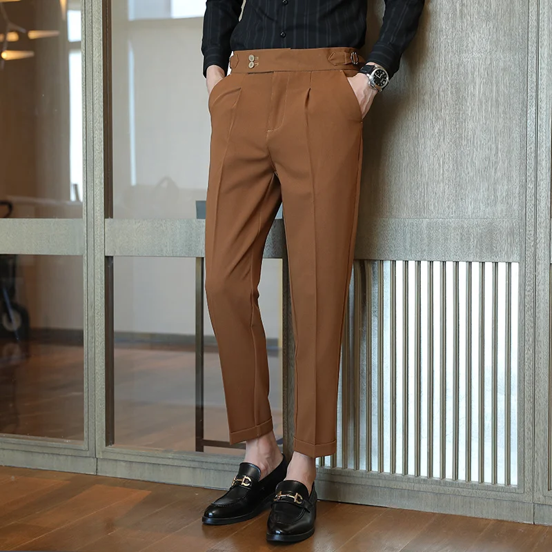 

2023 Men's Spring High Quality Business Suit Trousers /Male Slim Fit Solid Color Leisure Dress Pants Homme 29-38