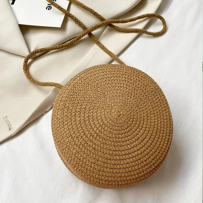 Children's Straw Bag Woven Crossbody Bag Little Girl Cell Phone Backpack Beach Travel Straw Cute Mini Coin Purse Summer