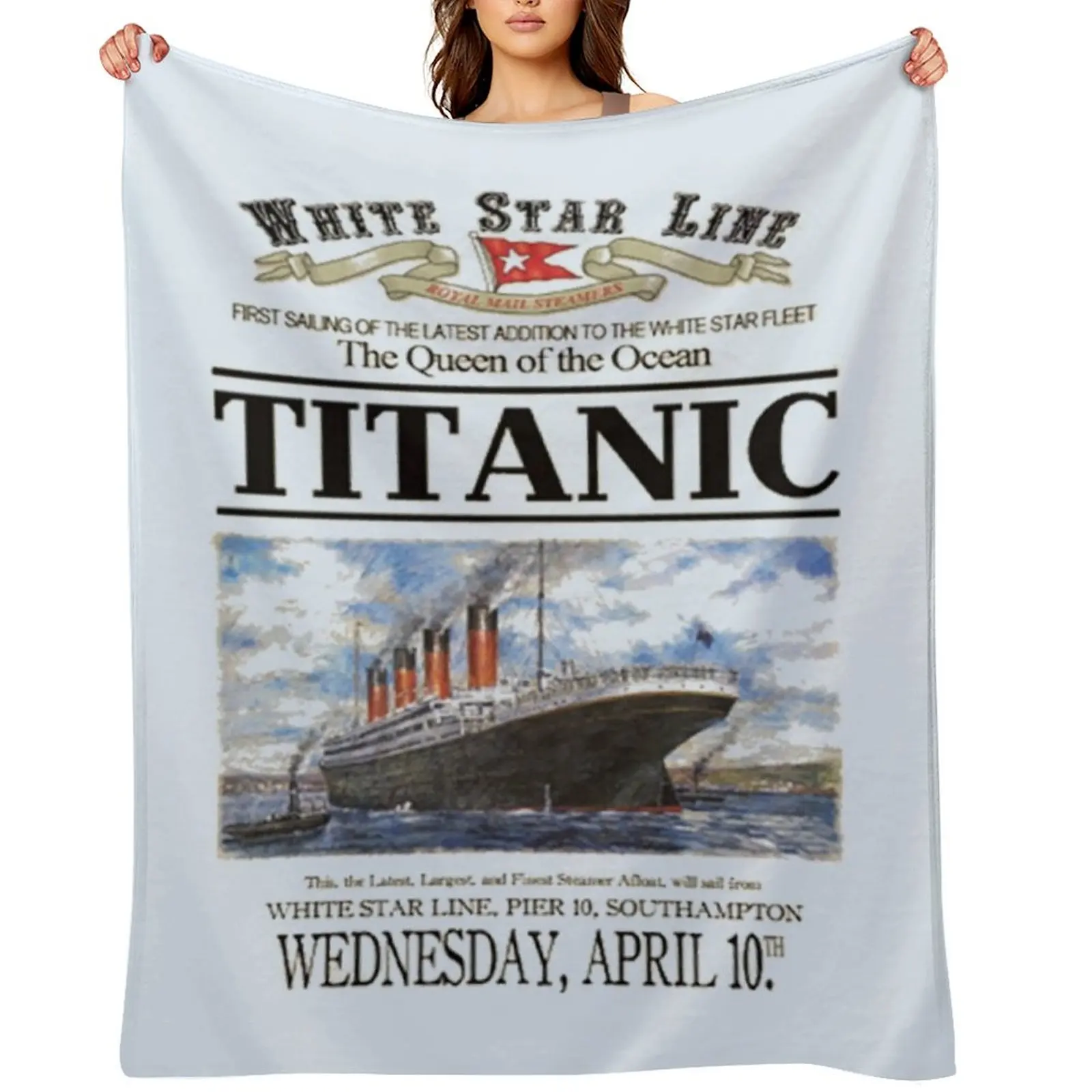 

Titanic Sinking Vintage Poster Cruise Ship Atlantic Ocean Voyage Throw Blanket Nap Comforter Blankets For Sofas Picnic Blankets