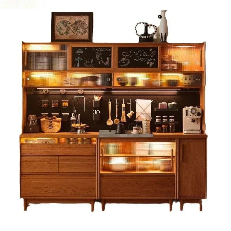 

Solid wood dining side cabinet, Japanese-style locker, household living room integrated, cherry wood cabinet against the wall,