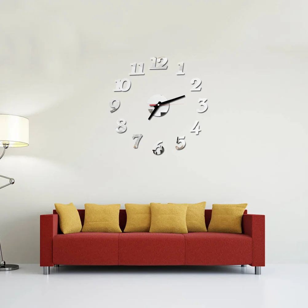 

Large Acrylic Wall Clock Silver Modern Frameless Silent Sweeping Movement Decorative Wall Clock For Living Room Bedroom Office