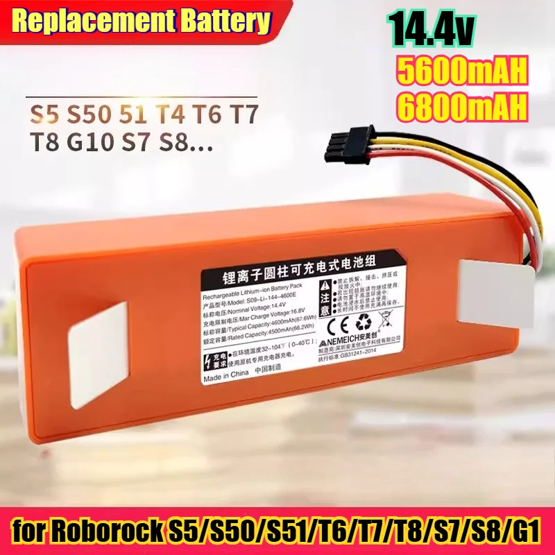 

Аккумулятор Li-ion повышенной емкости 6800 мАч для роботов-пылесосов Roborock S5/S50/S51/T6/T7/T8/S7/S8/G10 с защитой