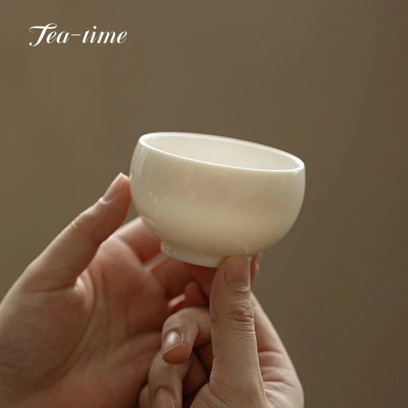 

Чайная чашка из овечьего жира, белый фарфор, чайный инструмент, чашка, чаша, эстетическая пара, китайская чайная посуда, подарок, Цзиндэчжэнь, кемпинг, дом, мате