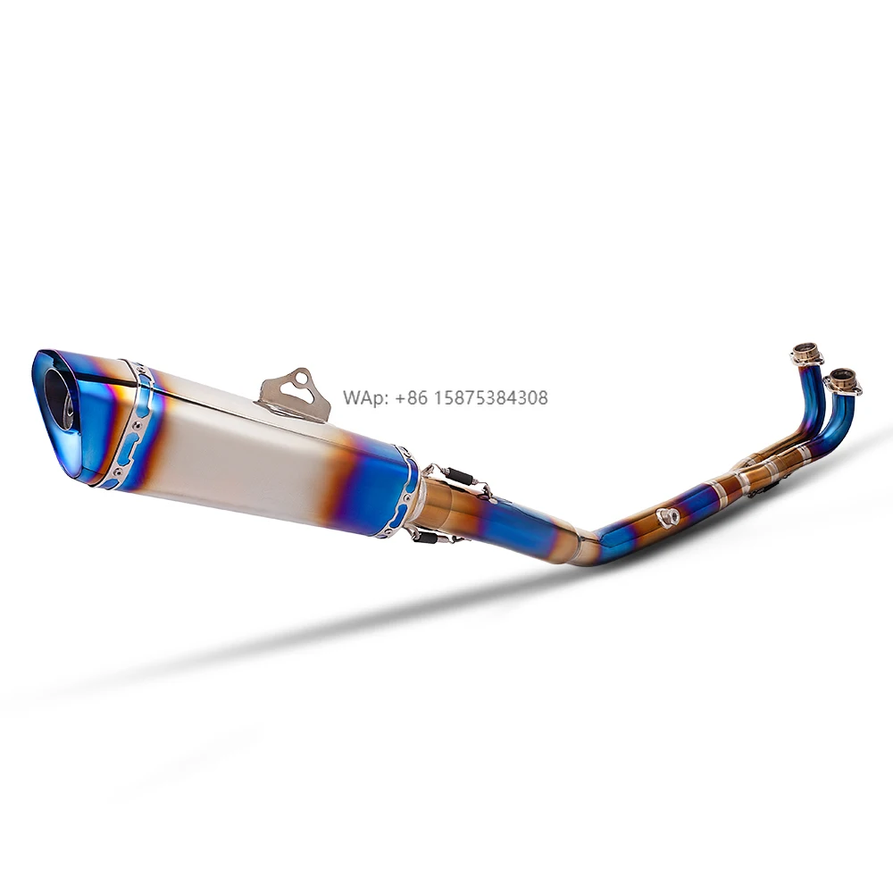 

Titanium Alloy TMAX530 TMAX560 2017-2025 Motorcycle Slip-On Exhaust Complete System with Blue Front Link Pipe and Muffler