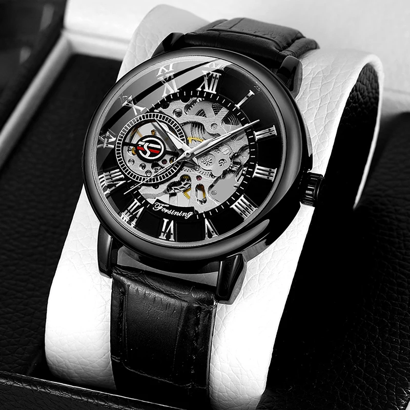 Forsining Simple Business Stainless Steel Men Automatic Mechanical Wrist Watch Male 30 ATM Waterproof Clock relogio masculino