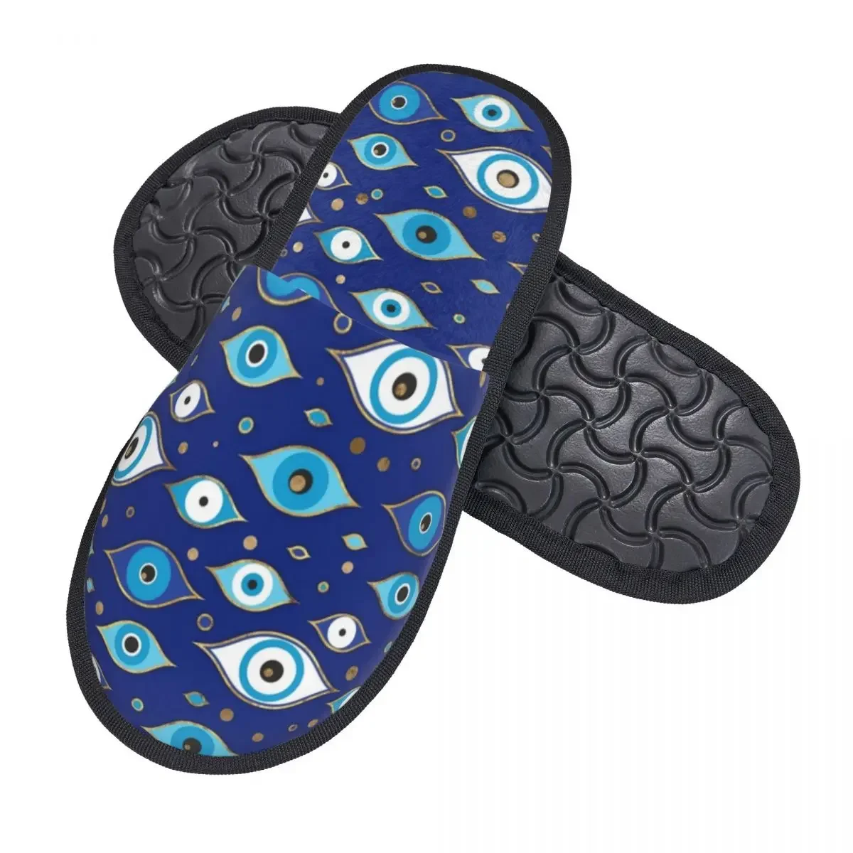 Custom Evil Eye Soft Memory Foam House Slippers Women Mediterranean Culture Comfy Warm Anti-skid Sole Slipper