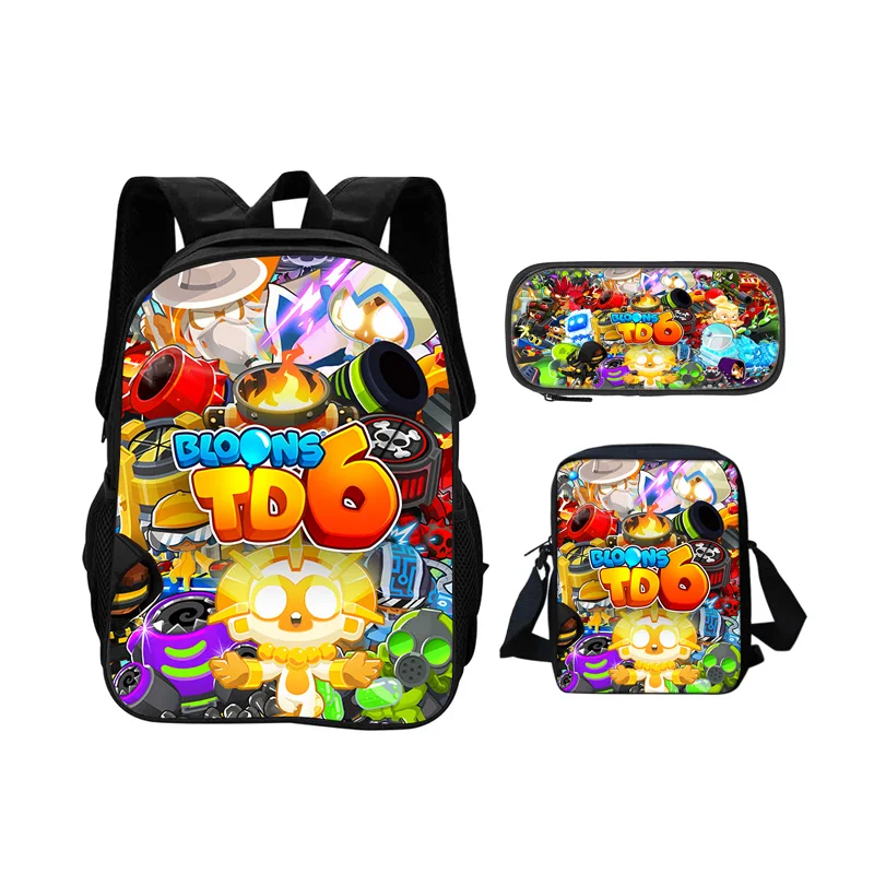 

Bloons TD 6 backpack pencil case shoulder bag 3Pcs Set game print kindergarten primary school boy/girl large capacity new trend
