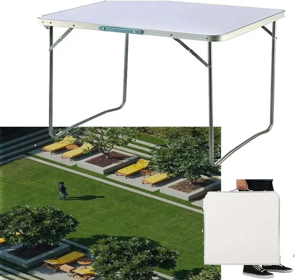 Multipurpose Camping Table Trestle 80CM Folding Table Portable Aluminum Picnic Table Heavy Duty Foldable Table with Carry Handle