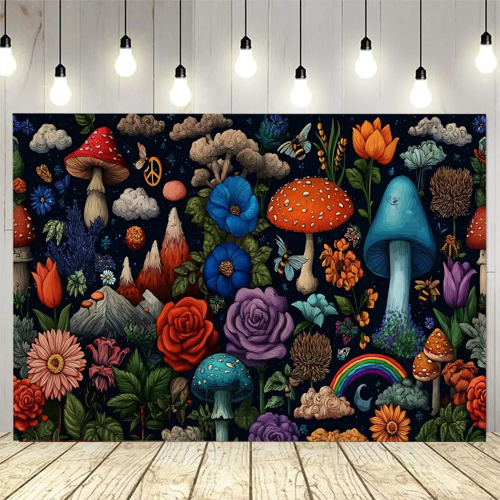 

Plant flower wall tapestry, hippie home decoration wall cloth, bohemian style living room bedroom office fabric mural