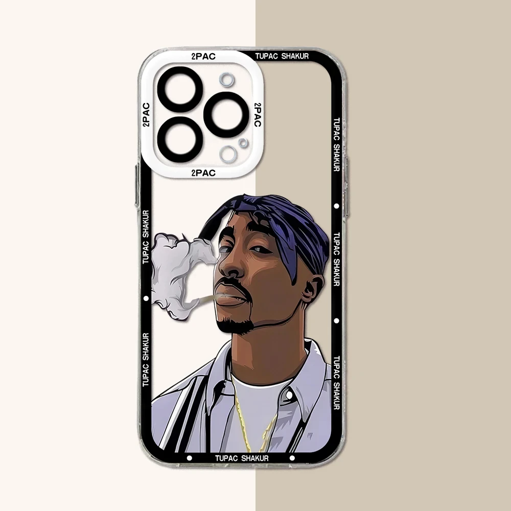 Fashion Rapper 2pac Singer Tupac Phone Case for iPhone 15 14 13 12 11 Pro Max Plus X Xs Max XR SE 2020 8 7 Plus Soft Clear Cover