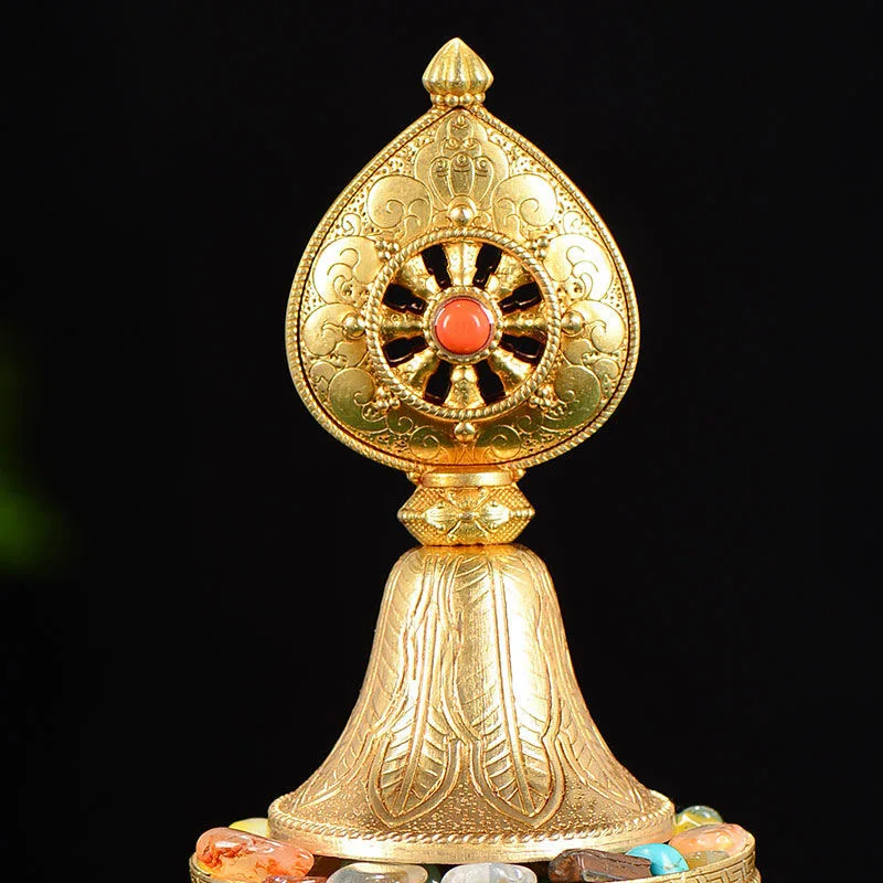 4 Layer Tibetan Manza ,Golden Engraving Flowers Tantric Handicraft Altars Shura Dish, Desktop Buddhist Religious Item,1Set - Image 6