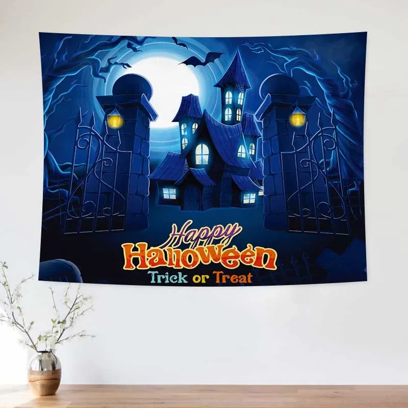 Halloween Terror Castle Pumpkin Pattern Tapestry Decoration Bedhead Background Fabric Bedroom Tapestry Wall Fabric