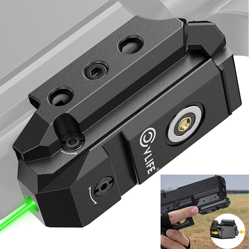 

CVLIFE Compact Green Laser Sight Rechargeable for Pistol Upgraded Low-Profile with Magnetic Charging Port Aluminum