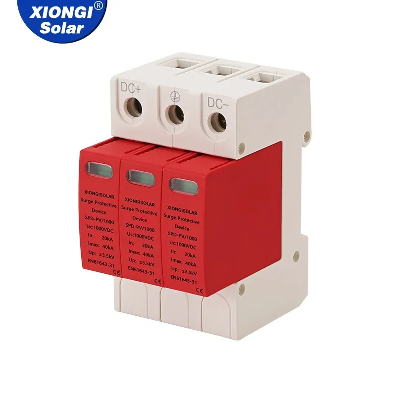 

Solar Photovoltaic Low Voltage DC Surge Protection Device 600V 1000V 20KA 40KA Lightning Arrester SPD