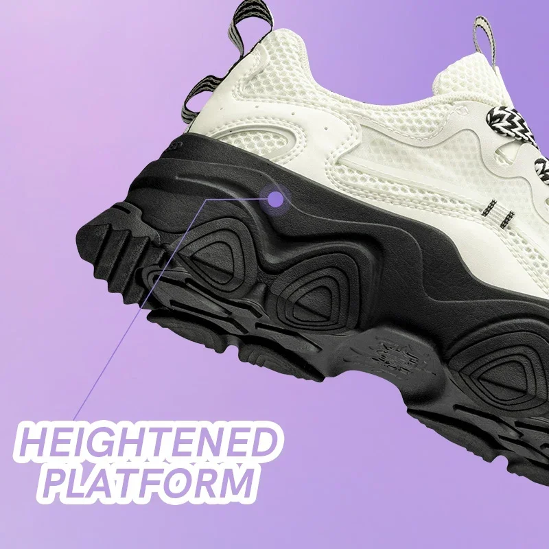 QIAODAN Casual Walking Shoes for Women 2025 Summer New Thick Soled Height Increasing Women's Sneakers Hock-absorbing XM36240385F