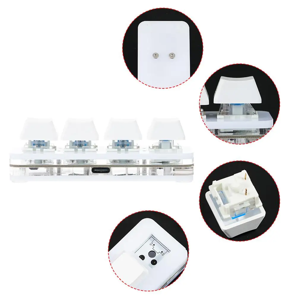 Custom USB Keyboard 4 Keys Macro Programmable Copy Paste Cut Mini Keypad HID Driver Free OSU Gaming Mechanical Keyboard