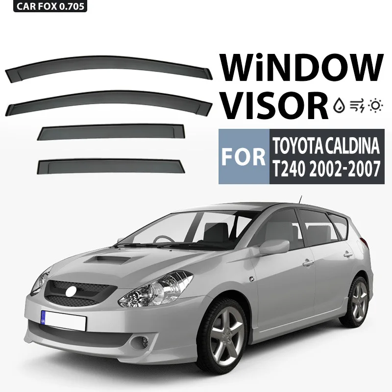 

4 шт. для Toyota Caldina 2002-2007, черные дефлекторы на окна автомобиля, защита от дождя и солнца, аксессуары для авто