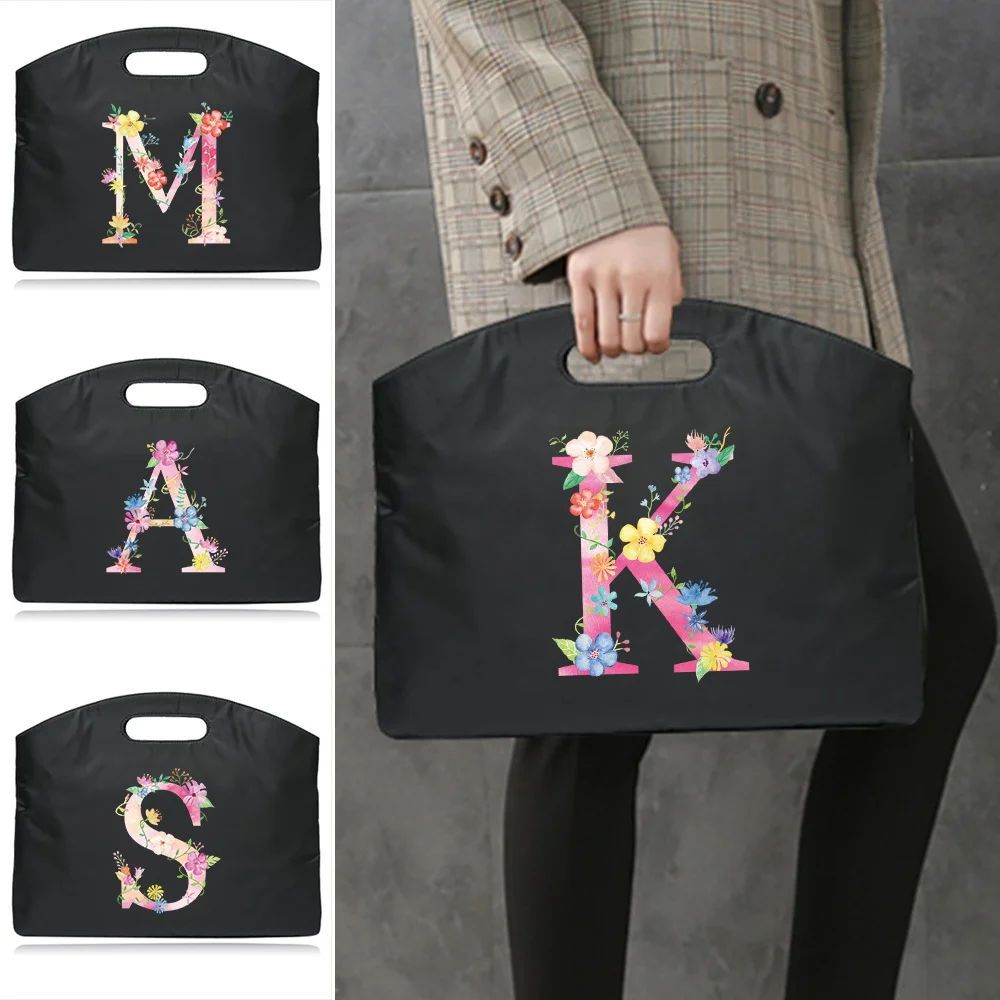 

Briefcase Conference Document Storage Bag Simple and Durable Handbag Business Pink Printing Series Work Commuting Storage Pack